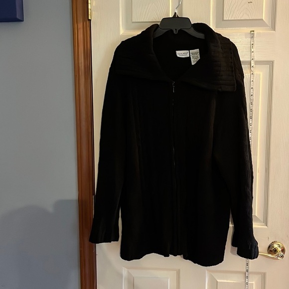 White stag-size 22W/24W-black full zip long sleeve sweater /cardigan - Picture 1 of 11